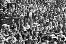 Taking a breather on the Kenilworth Road terrace at half-time