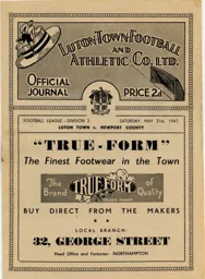 Programme: Luton Town FC vs Newport County (31st May 1947)