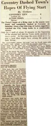 Match Report: Coventry City vs Luton Town FC (23rd Aug 1947)