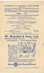 Programme: Coventry City vs Luton Town FC (23rd Aug 1947)