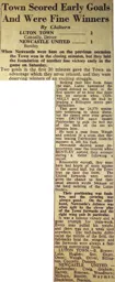 Match Report: Luton Town FC vs Newcastle United (30th Aug 1947)