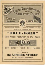 Programme: Luton Town FC vs Leicester City (17th Sep 1947)