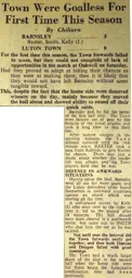 Match Report: Barnsley vs Luton Town FC (20th Sep 1947)