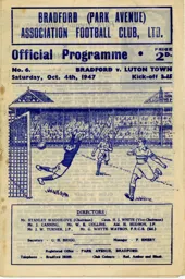 Programme: Bradford Park Avenue vs Luton Town FC (4th Oct 1947)