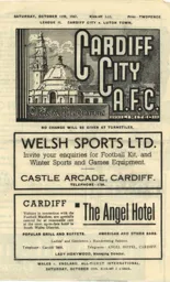 Programme: Cardiff City vs Luton Town FC (11th Oct 1947)