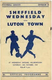 Programme: Sheffield Wednesday vs Luton Town FC (18th Oct 1947)