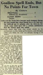 Match Report: Millwall vs Luton Town FC (1st Nov 1947)