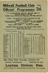 Programme: Millwall vs Luton Town FC (1st Nov 1947)