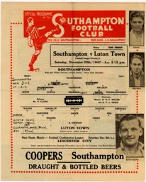 Programme: Southampton vs Luton Town FC (29th Nov 1947)