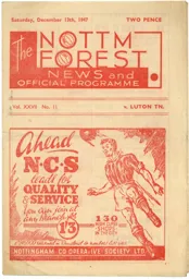 Programme: Nottingham Forest vs Luton Town FC (13th Dec 1947)