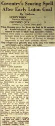 Match Report: Luton Town FC vs Coventry City (20th Dec 1947)