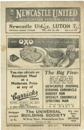 Programme: Newcastle United vs Luton Town FC (3rd Jan 1948)