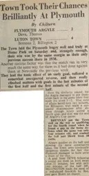 Match Report: Plymouth Argyle vs Luton Town FC (10th Jan 1948)