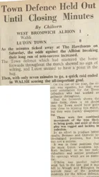Match Report: West Bromwich Albion vs Luton Town FC (31st Jan 1948)