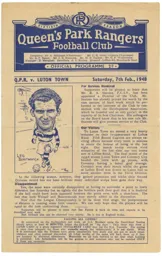 Programme: Queens Park Rangers vs Luton Town FC (7th Feb 1948)