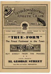 Programme: Luton Town FC vs Bradford Park Avenue (21st Feb 1948)