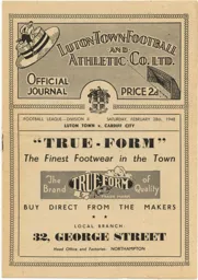 Programme: Luton Town FC vs Cardiff City (28th Feb 1948)