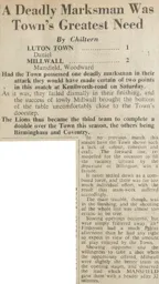 Match Report: Luton Town FC vs Millwall (20th Mar 1948)