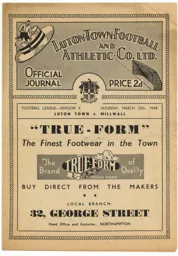 Programme: Luton Town FC vs Millwall (20th Mar 1948)