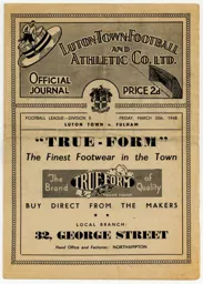Programme: Luton Town FC vs Fulham (26th Mar 1948)