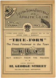 Programme: Luton Town FC vs Barnsley (14th Apr 1948)
