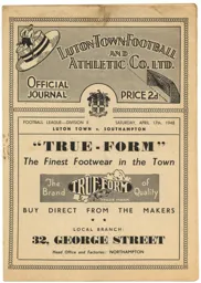Programme: Luton Town FC vs Southampton (17th Apr 1948)