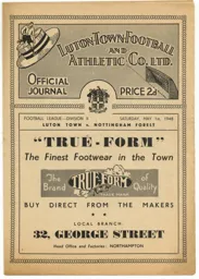 Programme: Luton Town FC vs Nottingham Forest (1st May 1948)