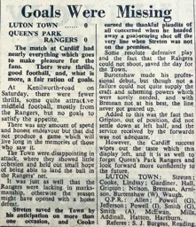 Match Report: Luton Town FC vs Queens Park Rangers (21st Aug 1948)