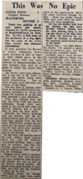Match Report: Luton Town FC vs Blackburn Rovers (6th Sep 1948)