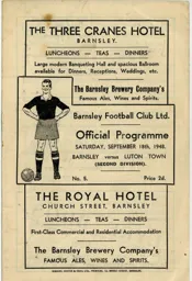 Programme: Barnsley vs Luton Town FC (18th Sep 1948)