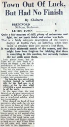 Match Report: Brentford vs Luton Town FC (16th Oct 1948)