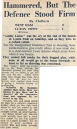 Match Report: West Ham United vs Luton Town FC (30th Oct 1948)