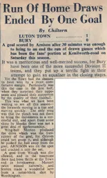 Match Report: Luton Town FC vs Bury (6th Nov 1948)