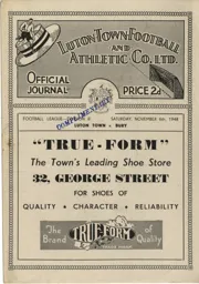 Programme: Luton Town FC vs Bury (6th Nov 1948)