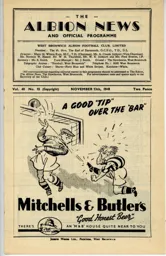 Programme: West Bromwich Albion vs Luton Town FC (13th Nov 1948)