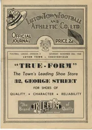 Programme: Luton Town FC vs Chesterfield (20th Nov 1948)