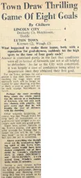 Match Report: Lincoln City vs Luton Town FC (27th Nov 1948)
