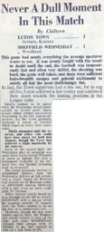 Match Report: Luton Town FC vs Sheffield Wednesday (4th Dec 1948)