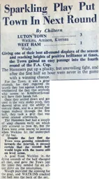 Match Report: Luton Town FC vs West Ham United (8th Jan 1949)