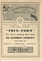 Programme: Luton Town FC vs Bradford Park Avenue (15th Jan 1949)