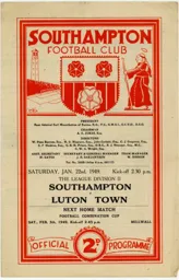 Programme: Southampton vs Luton Town FC (22nd Jan 1949)