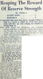 Match Report: Luton Town FC vs Barnsley (5th Feb 1949)