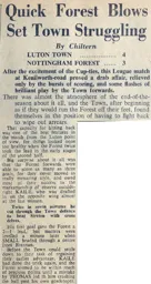 Match Report: Luton Town FC vs Nottingham Forest (26th Feb 1949)