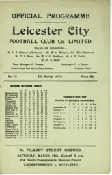 Programme: Leicester City vs Luton Town FC (5th Mar 1949)