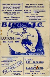Programme: Bury vs Luton Town FC (2nd Apr 1949)