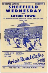 Programme: Sheffield Wednesday vs Luton Town FC (30th Apr 1949)