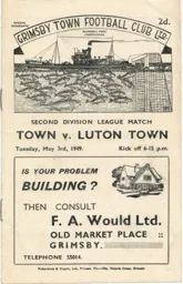 Programme: Grimsby Town vs Luton Town FC (3rd May 1949)