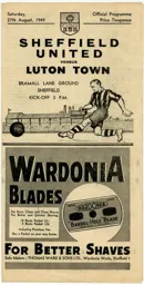 Programme: Sheffield United vs Luton Town FC (27th Aug 1949)