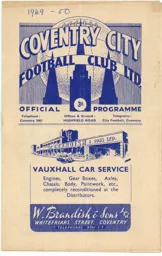 Programme: Coventry City vs Luton Town FC (29th Aug 1949)