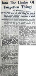 Match Report: Luton Town FC vs Grimsby Town (3rd Sep 1949)